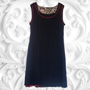 SkunkFunk Reversible Sleeveless A-Line Dress Black And Floral